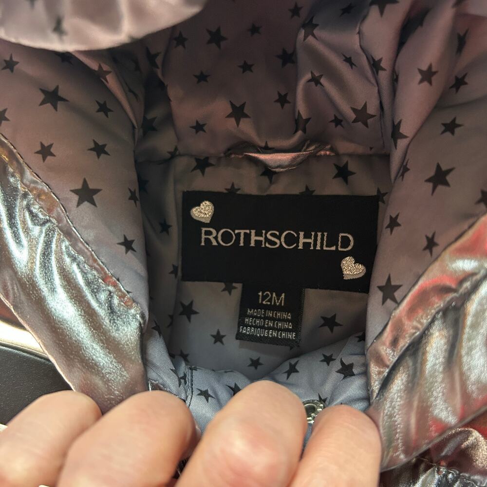 NWT Rothschild Silver Puffer Jacket 12M - Picture 3 of 4